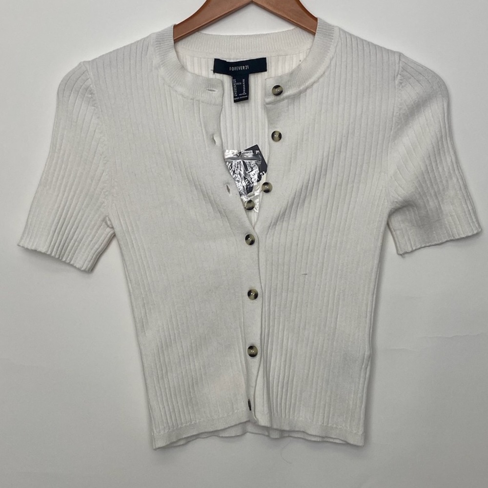 Ribbed cropped cardigan - Picture 1 of 5